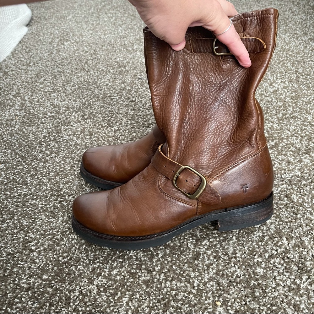 Frye Short Veronica Boots Size Nine Dark Brown 9 - Picture 4 of 9
